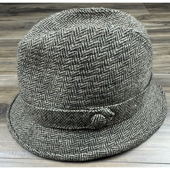 Men's Burberrys Tweed Fedora Bucket Hat 100% Wool  Size 7 1/8 - Picture 1 of 11